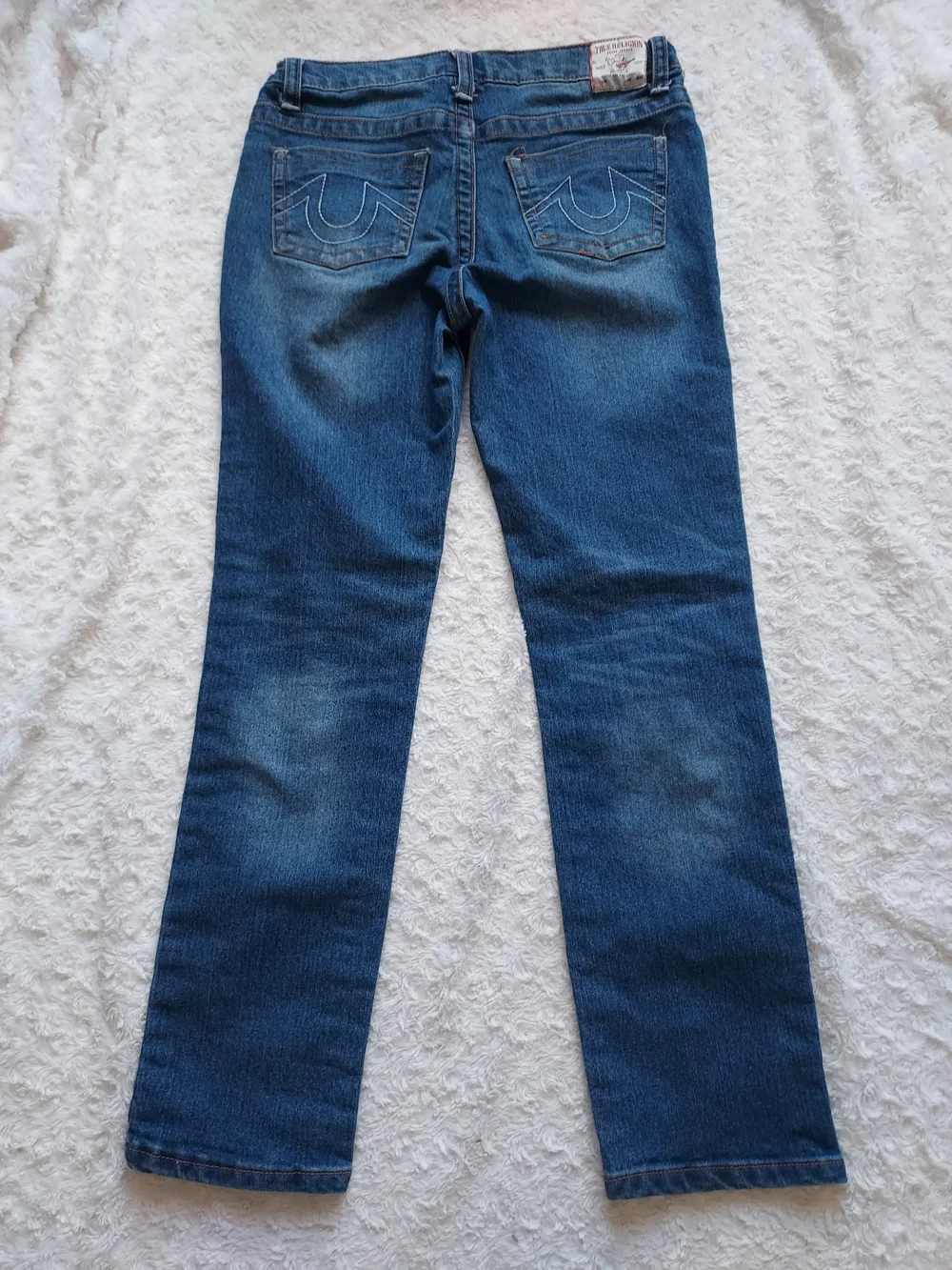 True Religion Geno Relaxed Slim Straight Leg Jeans Dark Indigo Wash Comfy Casual